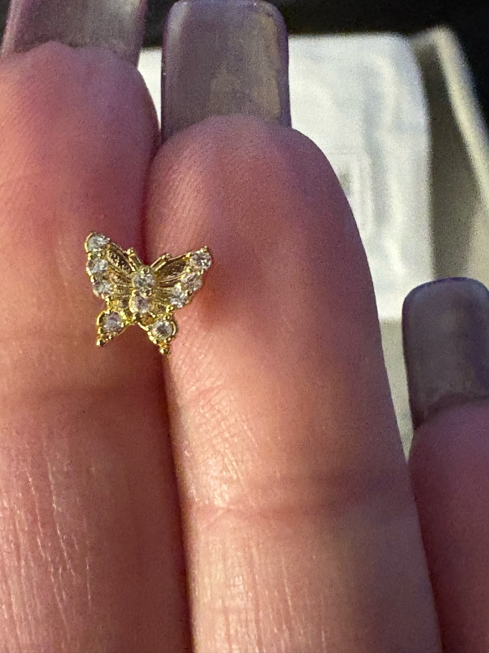 Nose Ring- Stud 20G Copper   Zirconia Butter fly L-Shaped Nose Ring